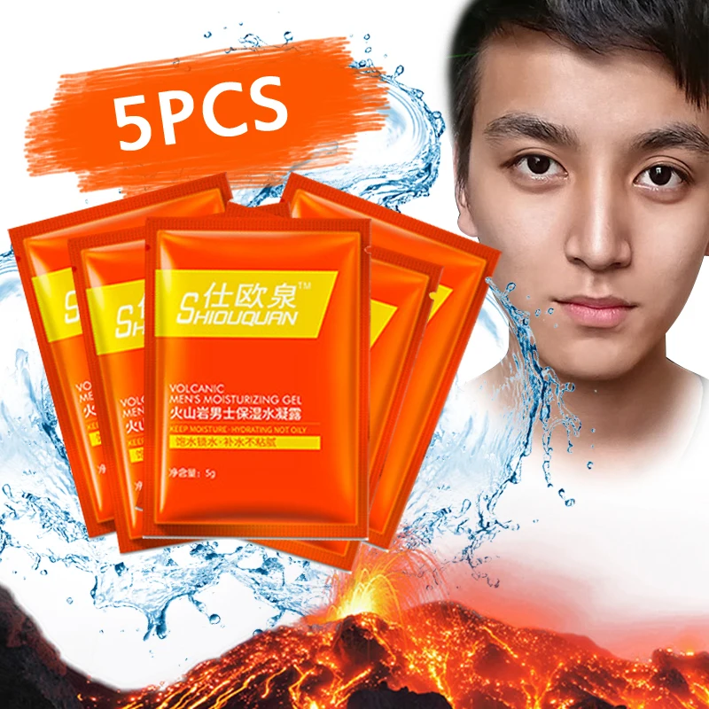 

5pcs Volcanic Men's Deep Moisturizing Gel Anti Aging Face Emulsion Man Skin Day Hydrating Mens Oil-control Skin Care Small Bag