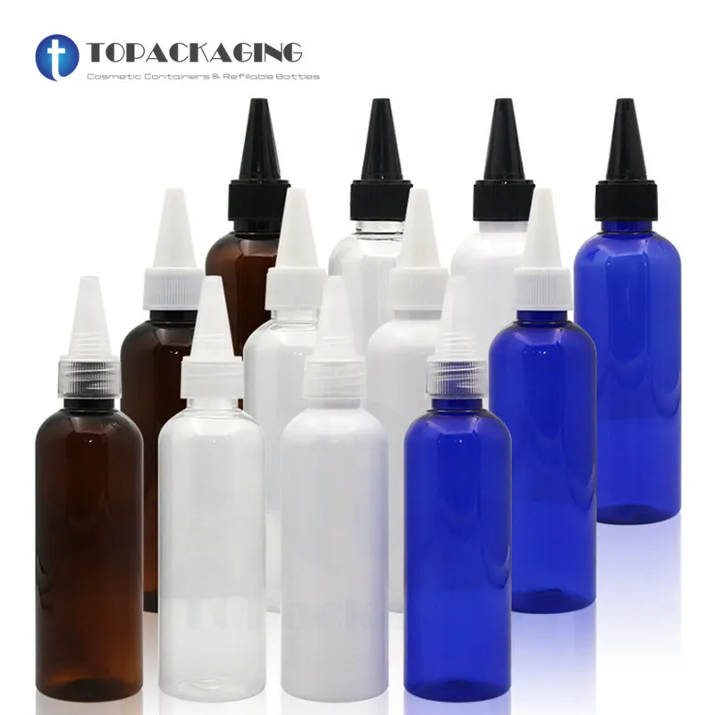 50 * 100ML Point Mouth Cap Bottle Plastic Cosmetic Container Refillable Hair Perm Liquid Essence Oil Dropper Squeeze Makeup Pack