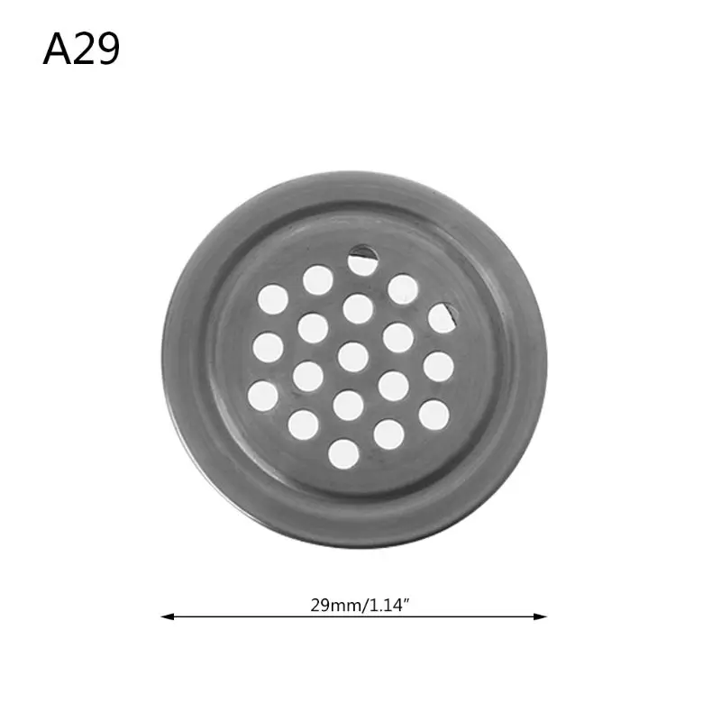 1 шт. вентиляционная решетка из нержавеющей стали с отверстиями для вентиляционного отверстия круглой формы 19 мм, 25 мм, 29 мм, 35 мм, 53 мм - Цвет: Flat 29mm