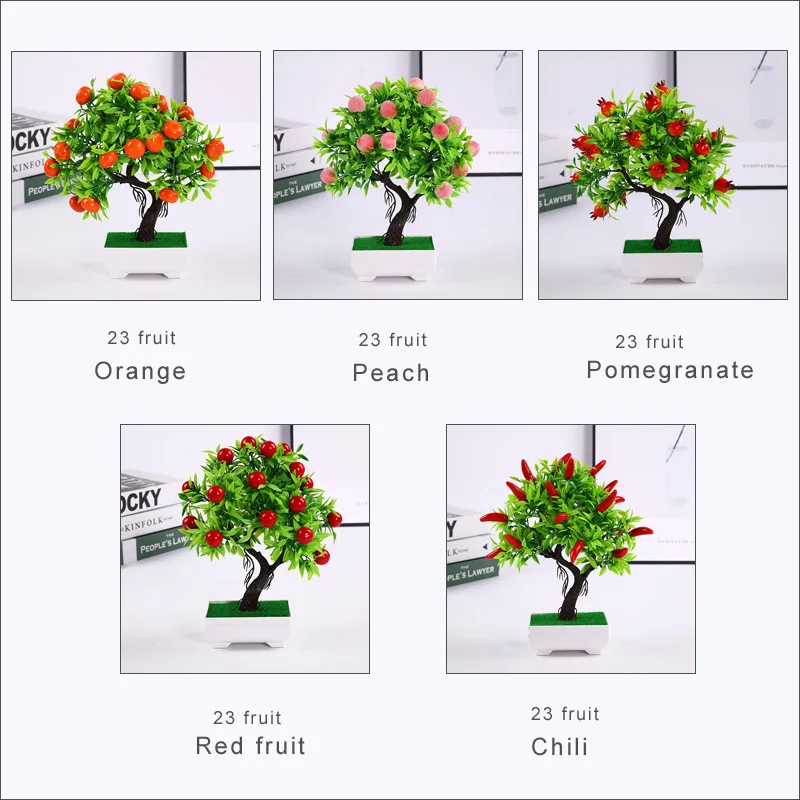 Искусственные растения, ненастоящие деревья зеленый фрукт из пенопласта дерево Пластик растения мини горшках для вечерние украшения дома 23 зерна фрукты
