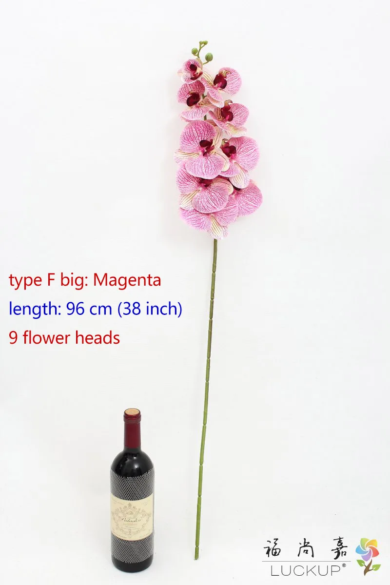 1 стволовых Шелковый Искусственный цветок Мотылек Орхидея Бабочка Орхидея для дом свадебное праздничное украшение 6 видов 12 Цветов F152 - Цвет: type F big Magenta