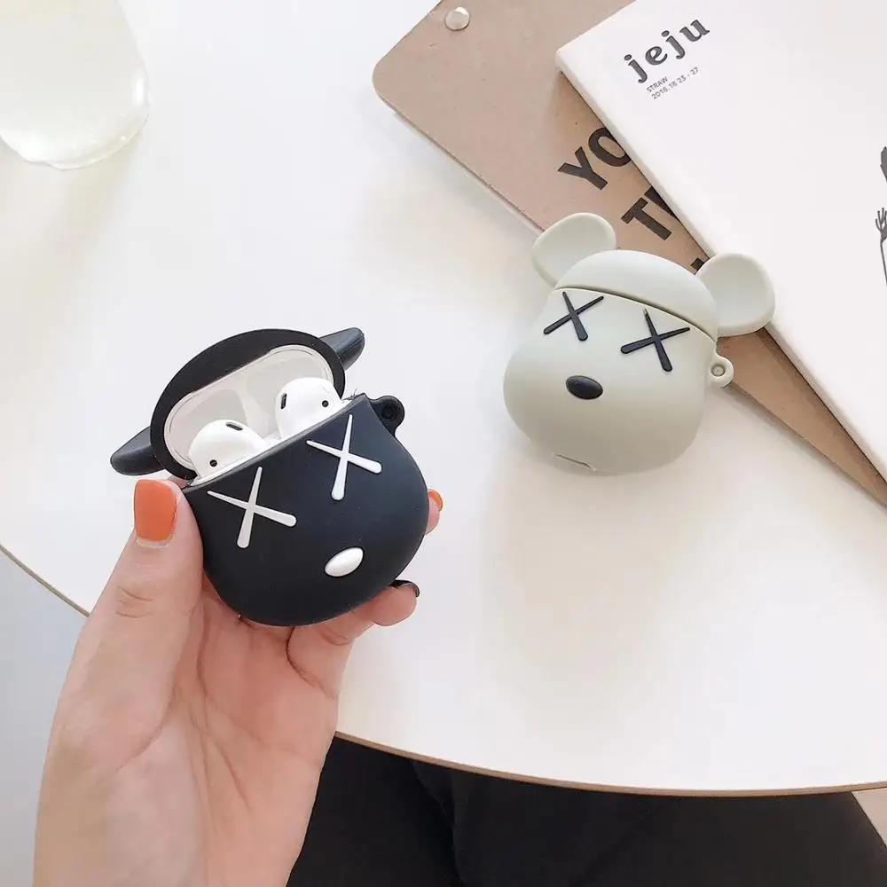 

3D Cartoon Cute XX Bear Soft Silicone Case For Apple Airpods Cover For AirPods Earphone Box Air Pods Case Earphone Accessories