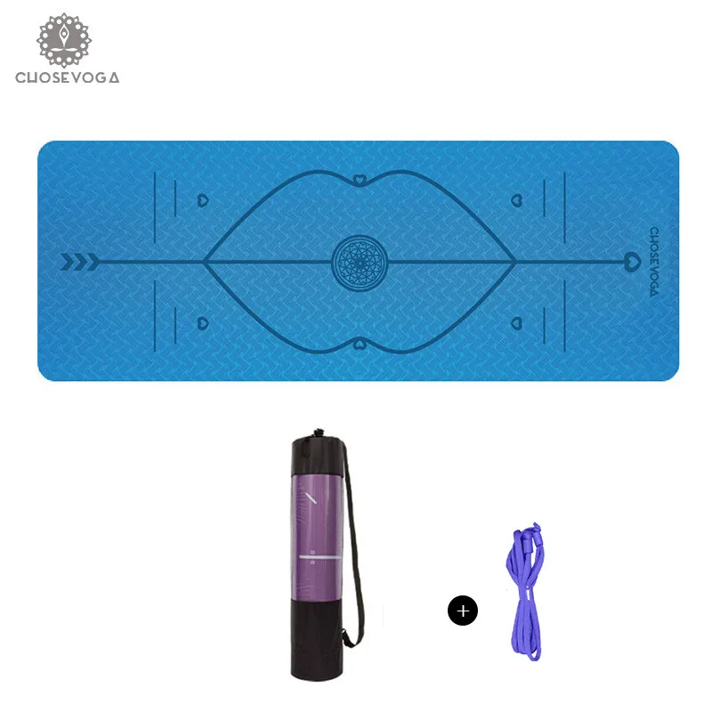 

Love God Series TPE Yoga Mat 183*80cm*6mm Eco-Friendly Non Slip Balance Line Fitness Mat Pilates Mat With Yoga Belt Yoga Bag