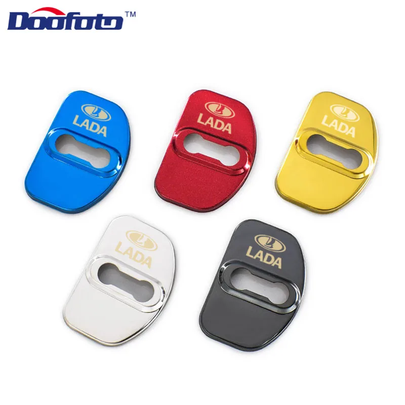 

Doofoto 4pcs Auto Door Lock Protection Cover Car Styling Badge Case For Lada Xray Vesta SW Cross Buckle Accessories Car-Styling