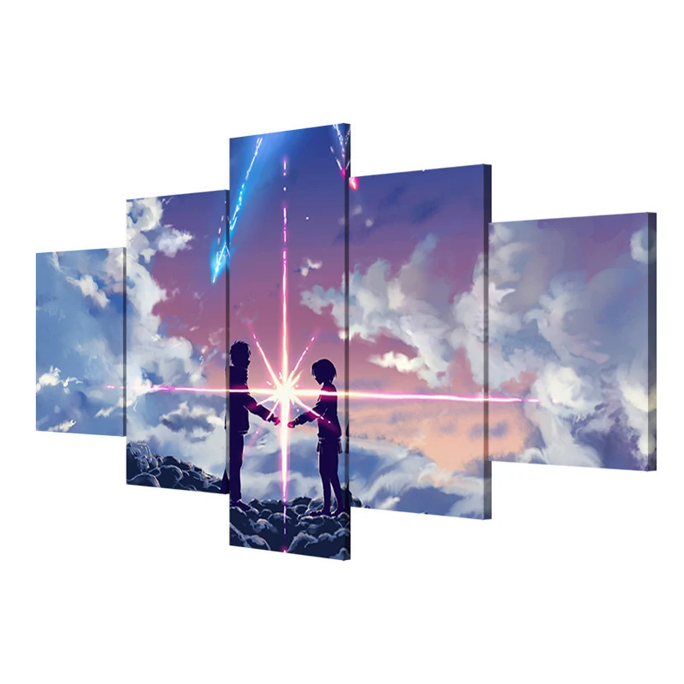 

Your Name Anime 5 Pieces Home The Wall Art Paintings on Canvas Wall Art Living Room Artwork Modern HD Print Painting Artwork