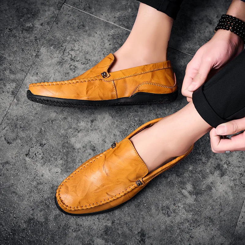 Chaussures Rouge Hommes Homme Mou Casual De En Cuir jaune Confortables Fond Luxe Mode Noir Slip vin La Coudre Aa52101 Main À on rn1frqX