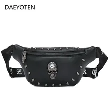 DAEYOTEN, панк стиль, Череп, грудь, сумка, роскошная, с заклепками, для женщин, поясная сумка, для мужчин, сумки на ремне, для путешествий, модная сумка на ремне, для почек, Bumbag ZM0208