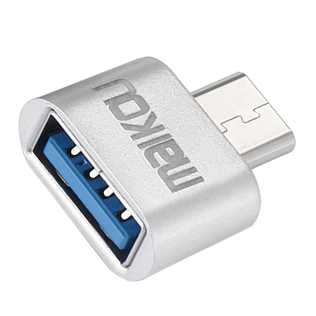 1 Piece Portable USB 3.0 to USB Type C Adapter OTG Connector for All Type-C Devices Silver 19x18x8mm