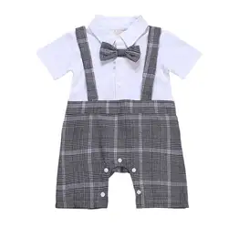 Одежда для маленького мальчика хлопок летние комбинезоны r одежда для малышей галстук-бабочка джентльмен мальчиков форма цельный