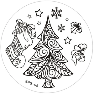 YWK цветок Рождество винтажный узор стемпинг для украшения ногтей изображение пластины 5,6 см из нержавеющей стали шаблон Польский Маникюр трафарет - Цвет: SPB 05