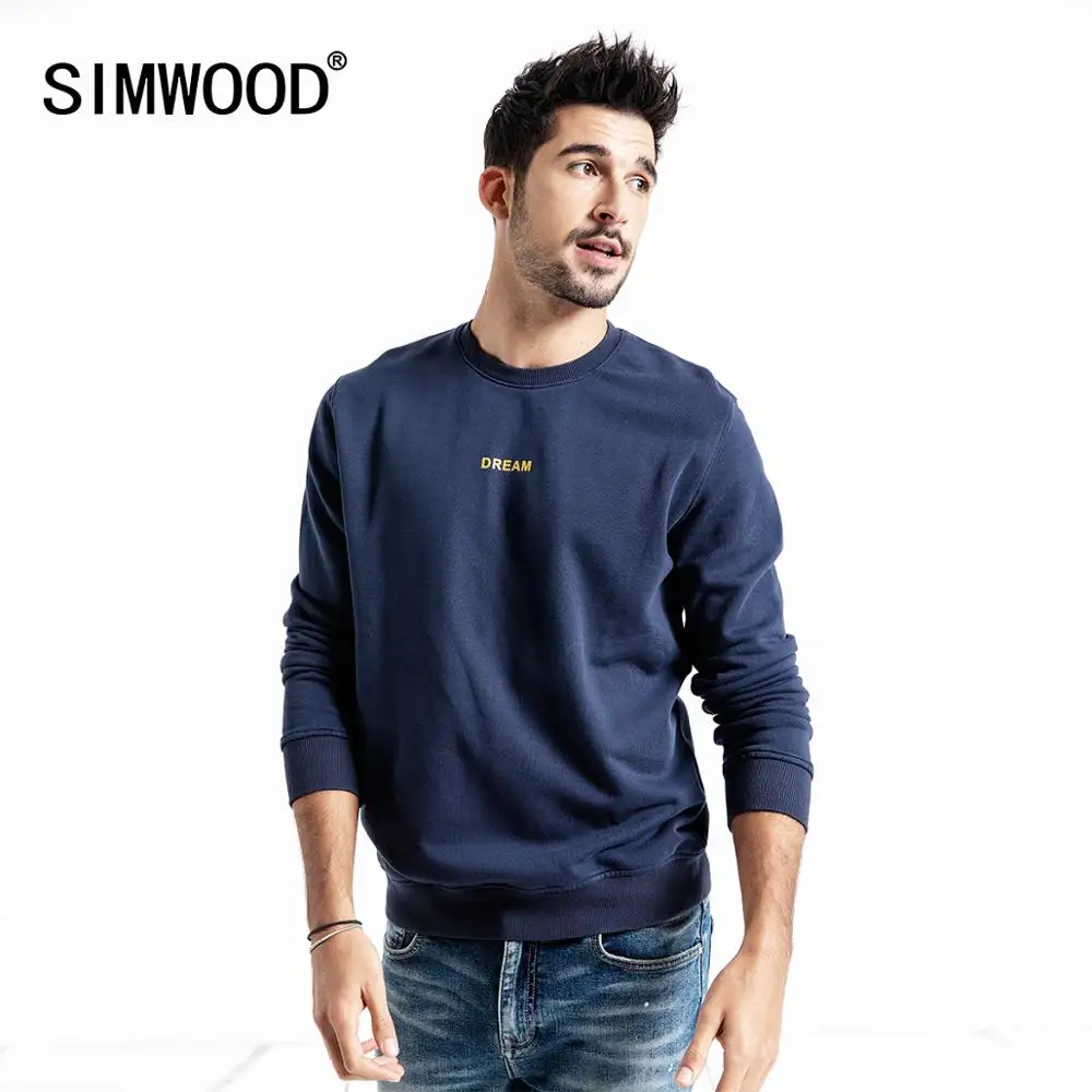 SIMWOOD 2019 осенняя новинка толстовка с капюшоном повседневная 100% хлопок мужская