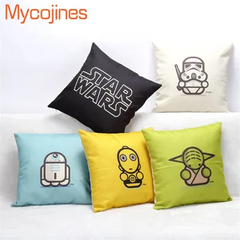 

Hollywood Movies Star Wars Pattern Cushion Cover 18x18inches Cotton Linen Waist Pillowcase Chair Square Pillow Cover conjies