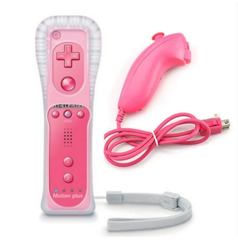 Топ 2 в 1 беспроводной пульт дистанционного управления для Nunchuk nintendo wii Встроенный Motion Plus геймпад с силиконовый чехол датчик движения - Цвет: as picture 13