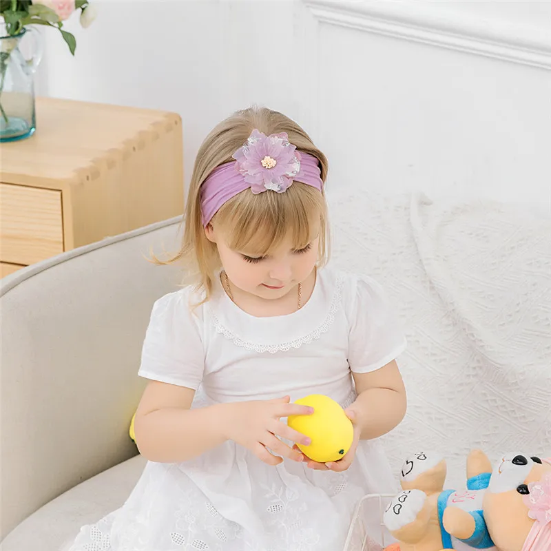 

1PCS Large Chiffon Flower Wide Nylon Head wrap, Flower Nylon Turban Headband Girls Headwear Bands Hair Accessories Shower Gift