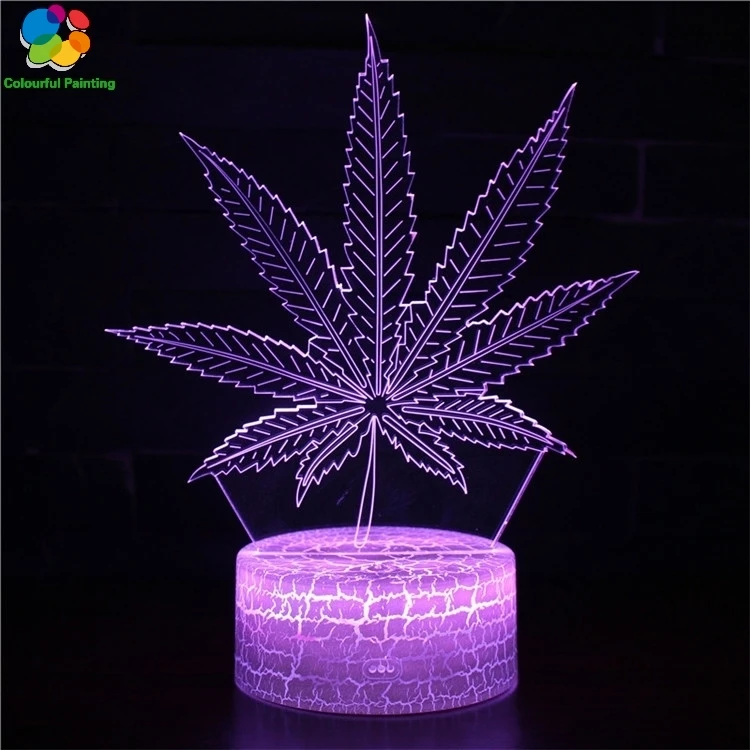 

Remote Control Art Abstract Gift 3D Light LED Crack Base Illusion Night Light 7 Colors Changing 3AA Battery Powered USB Lamp 8