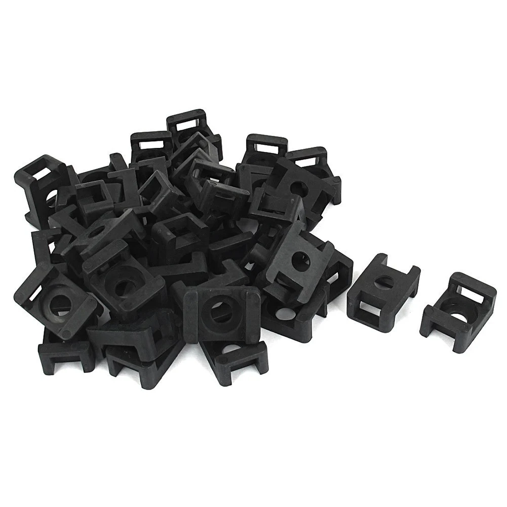 

Plastic Wire Cable Zip Tie Screw Fixing Mount Base Holder 40pcs Black