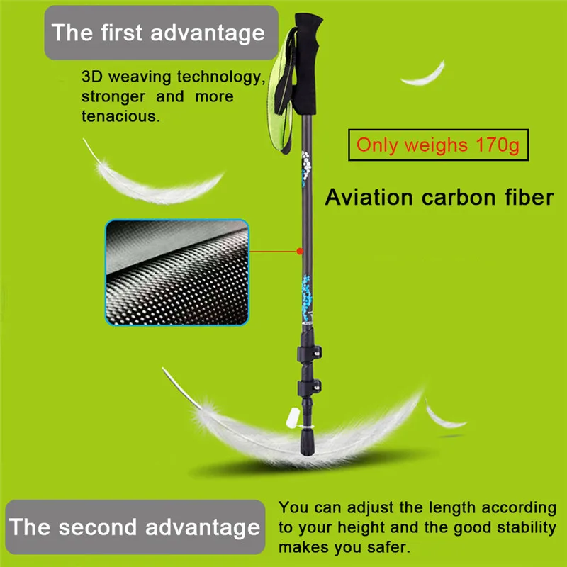 Bengalas com Absorvendo Fibra de Carbono Pólos de Caminhada 1 pc Pólos Trekking Ultraleve Dobrável Trekking Nórdica Apertos Eva 6 Esporte e Lazer