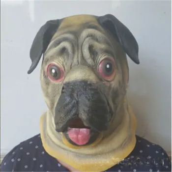 

Free shipping Halloween Christmas Party Cosplay Lovely Shar Pei Dog Latex Mask Adult Costume Prop Pug Mask Cute Dog Mask Gifts