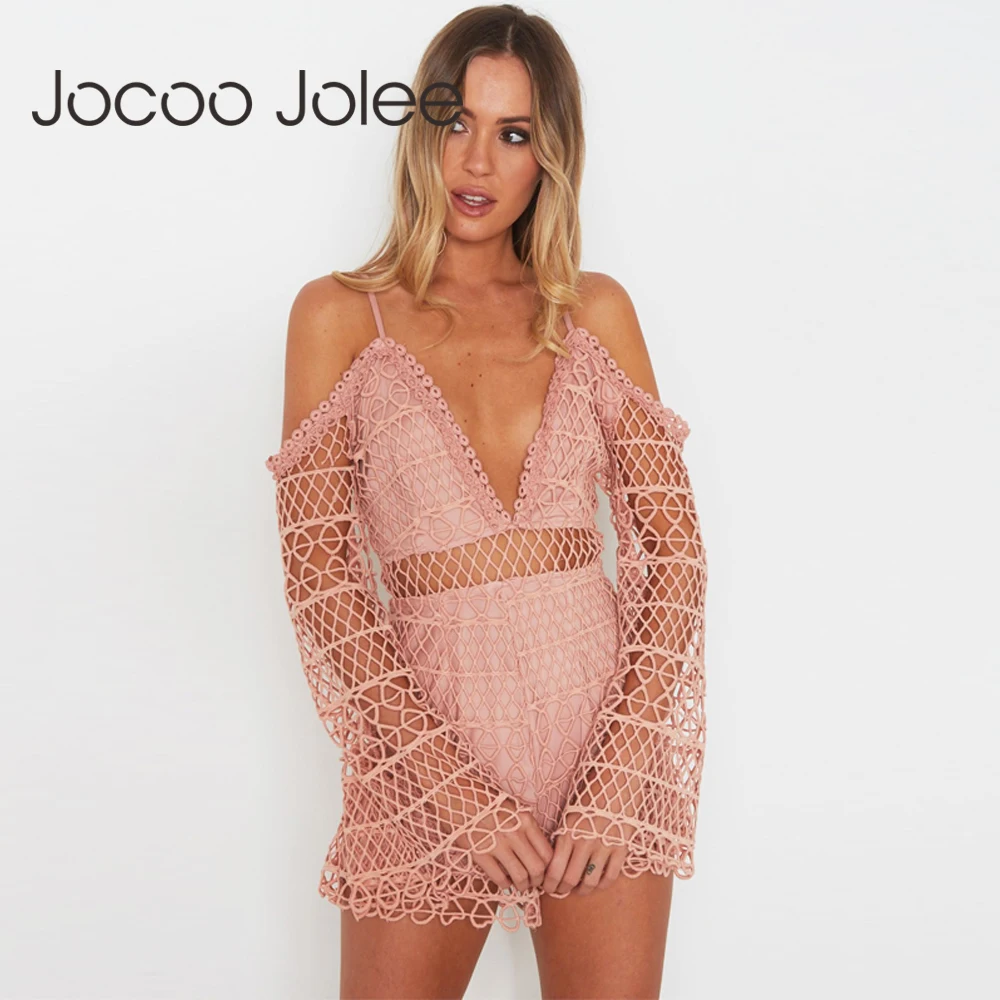 Jocoo Jolee сексуальные выдалбливают женские Летний комбинезон с сексуальным глубоким v-образным вырезом дизайн 2018 женские пляжные и Клубные