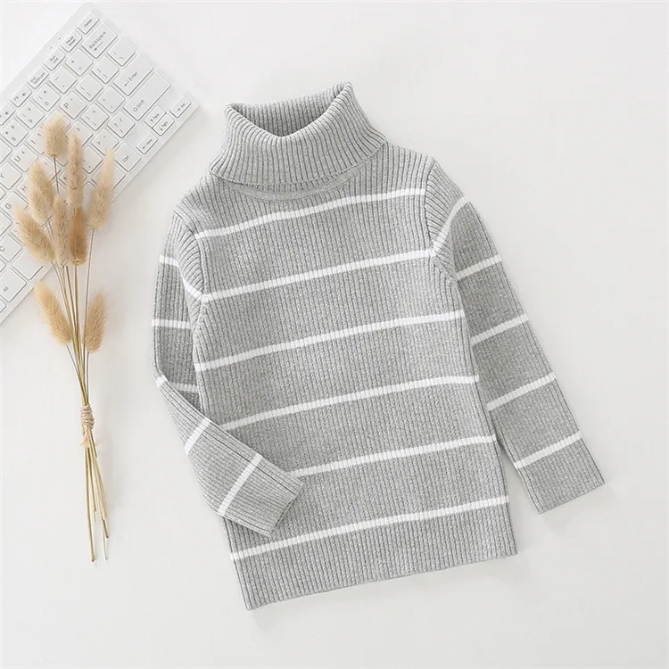 Camisola do Bebê Moda Listra Quente Sólida Algodão Meninos Camisolas Pollover Respirável Macio Malha Topos Outono Crianças Roupas 1-6y Cor 6 Mamãe e Bebê