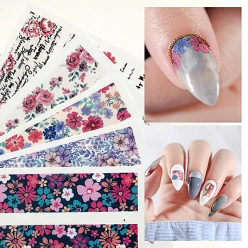 

3D Nail Stickers Decals 1 sheet Rose Letter Floral Flower Rose Adhesive Stickers Nail Art Tattoo Decoration Z0151