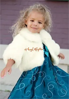 Long sleeves ivory/white flower girl faux fur jacket cape winter warm wrap kid bolero for wedding princess outwear evening coat Long sleeves ivory/white flower girl faux fur jacket cape winter warm wrap kid bolero for wedding princess outwear evening coat