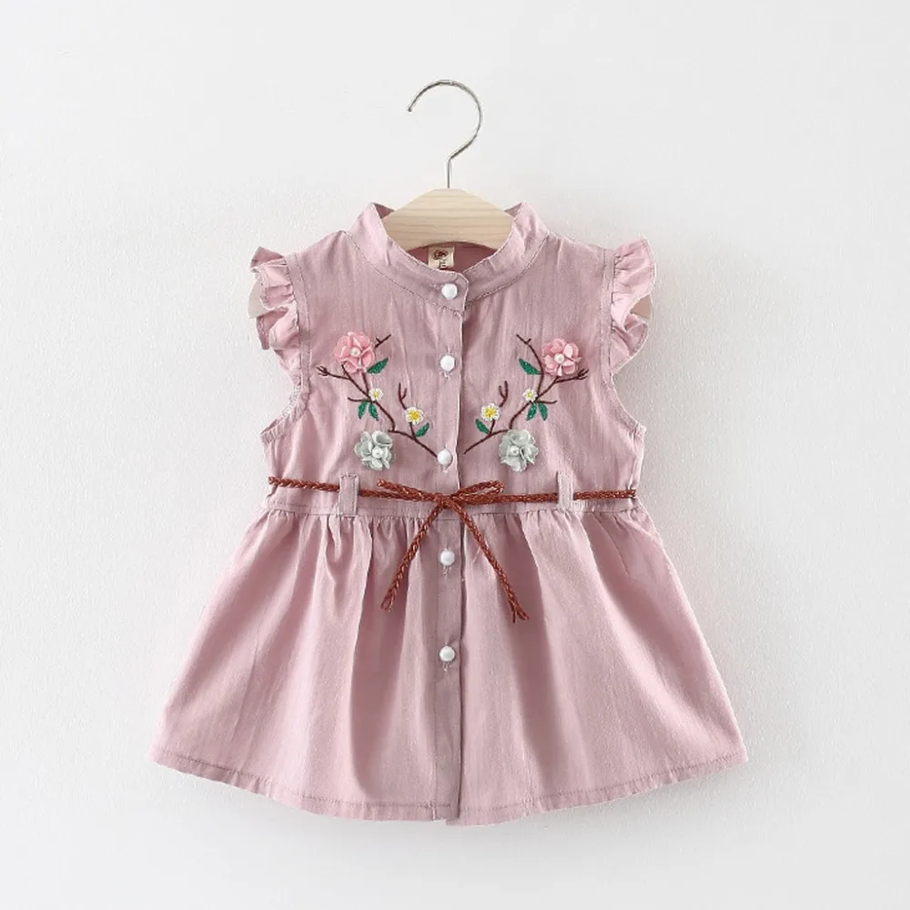 

Toddler Baby Girls Party Dress Flowers Lace-Up Princess Dresses Toddler Cotton Lace Ruffles Kids Dresses for Girls Fashion 2019