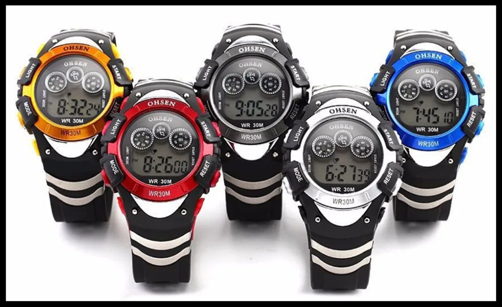 New Fashion Ohsen 0815 Quartz Kids Watches Boys Girl Xmas Gift Alarm Clock Sport Digital Watch LED Colorful Backlight Relojes (35)