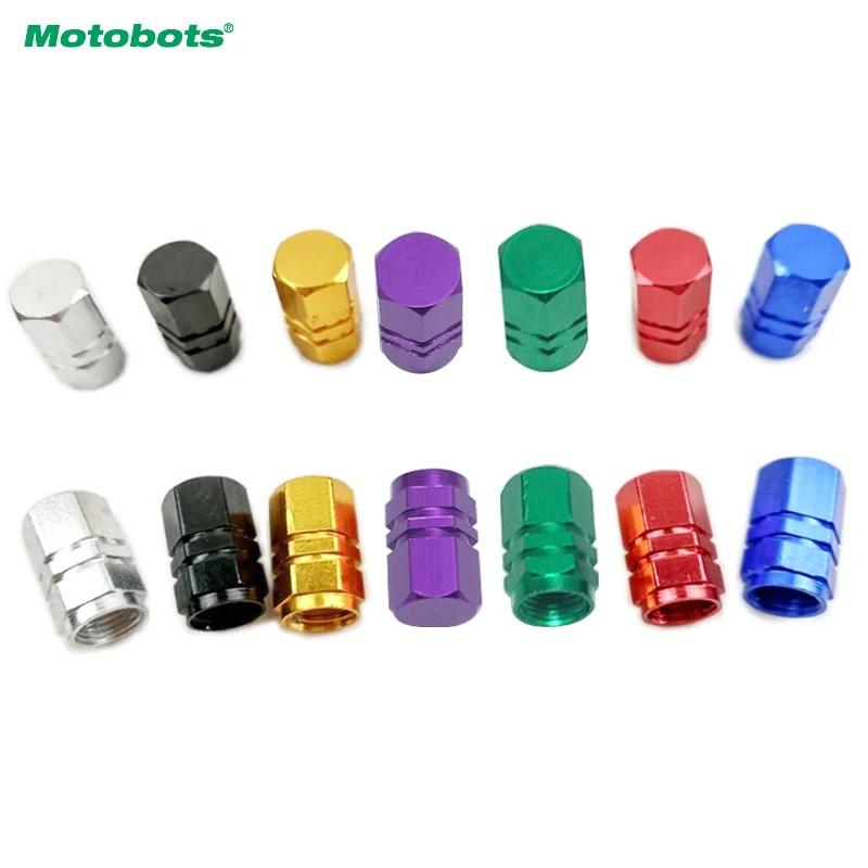 MOTOBOTS 400Pcs Aluminum Alloy Hexagon Gas Nozzle Cap Tire Valve Caps