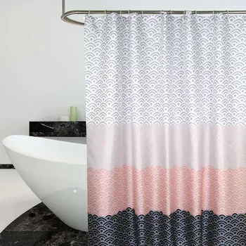 

Thick polyester shower curtain with plastic hooks Eco-Friendly Wifi printed waterproof mildewproof fabric curtains for bathroom