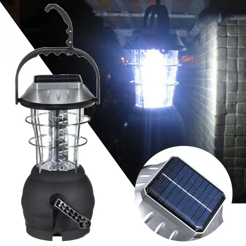 

High Quality Handwheel Rechargeable 36 LEDS Solar Light Lantern Tent Lamp Hand Emergency Light For Camping Hiking