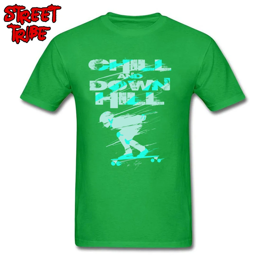 Custom Casual Tops T Shirt for Men 2018 Popular NEW YEAR DAY Crew Neck 100% Cotton Fabric Short Sleeve Tshirts Summer Tee-Shirts Chill And Down Hill Skateboarding  green
