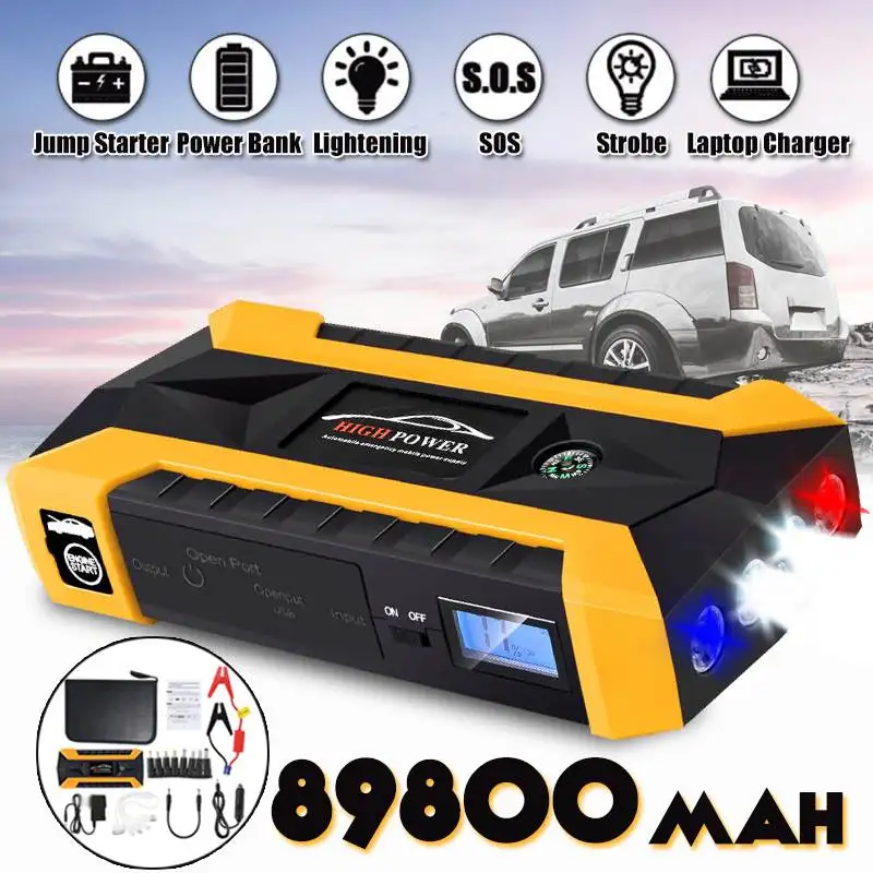 Ceny 12V 89800mah urządzenie do uruchamiania awaryjnego samochodu System magazynowania energii Power Bank wzmacniacz do akumulatora samochodowego ładowarka urządzenie zapłonowe rozrusznik samochodu