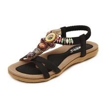 2017 damenschuhe Böhmen sommer sandale schuhe kneifen die neue perlen blumen wohnung han-ausgabe mit strand schuhe frau sandalen z468
