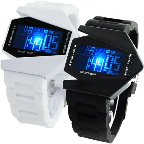 

New Fashione Future Style Multi-Light Pilot Arrow Design Case Multi-Function Silicone Band Men Women Sport Digital Wrist Watch