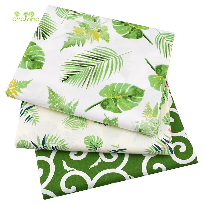 

Chainho,3pcs/lot,Green Leaves Series,Printed Twill Cotton Fabric For DIY Quilting & Sewing Baby&Children/Sheet,Pillow,Material
