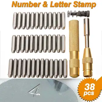 

KiWarm 38Pcs Steel 1/8" 3mm Number Letter Hand Stamp Set Kit for Soft Metal Punch Imprint Leathercraft Automatic Punch Staming