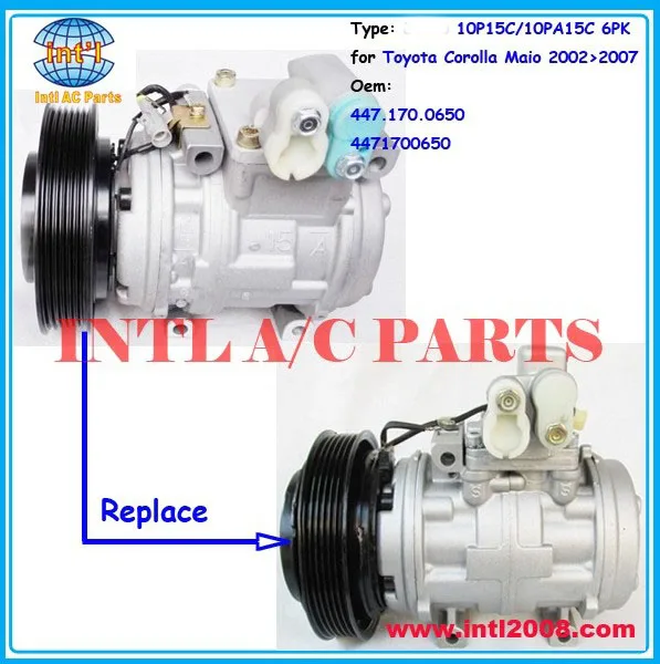 

447.170.0650 4471700650 for Denso 10P15C 10PA15C 10P15 auto air conditioning a/c compressor for Toyota Corolla Maio 2002>2007
