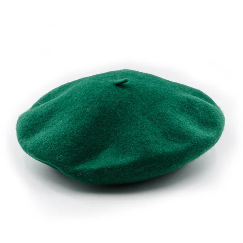 Dark Green Элегантная Женская шерстяная фетровая теплая Женская шляпка, французский классический берет, вязаная шапка, Русская Шапка Tam - Цвет: Dark Green