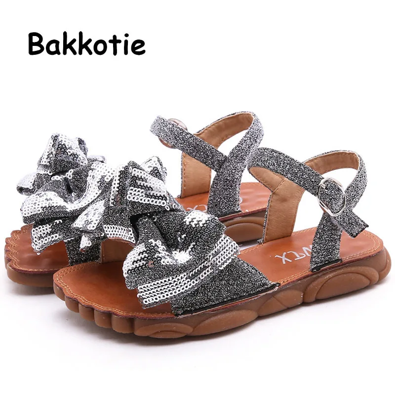 

Bakkotie 2019 Summer Girls Glitter Bowtie Sandals New Princess Fashion Soft Party Sandals Toddler Kids Cute Dress Shoes