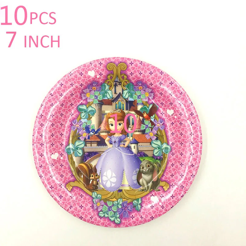 Принцесса София Тема дня рождения украшение детская посуда с рисунком набор баннер поставки Disneys для девочек - Цвет: 7 Inch Plate