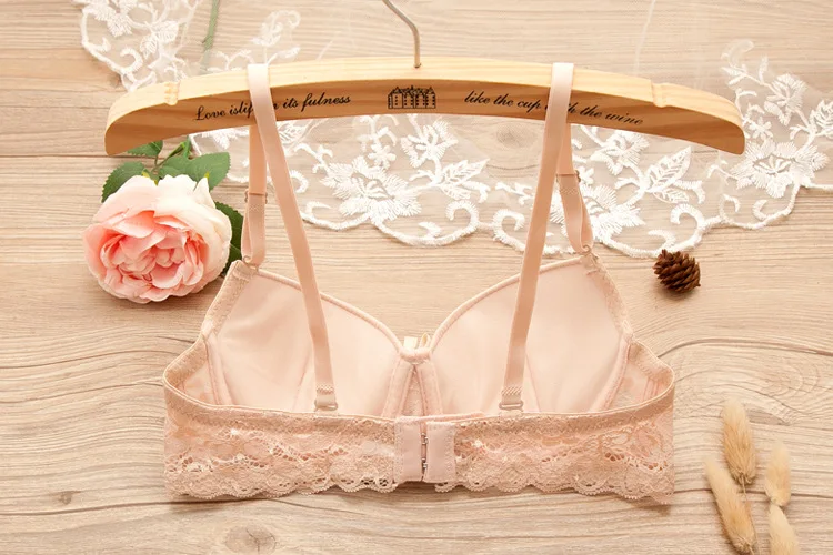 Sexy lace bra cups a low heart thin halter bra straps cross back female underwear