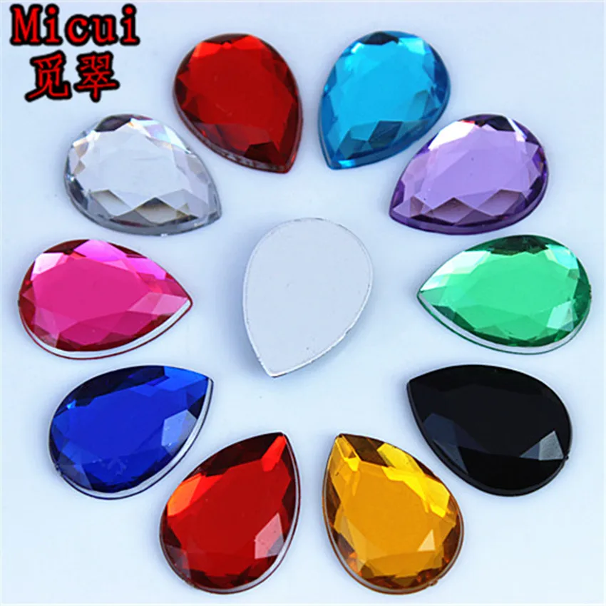 

Micui 100PCS 13*18mm Crystal Drop Rhinestone Flatback Acrylic Fancy Shape Strass Stones For Clothing Crafts Decorations ZZ452