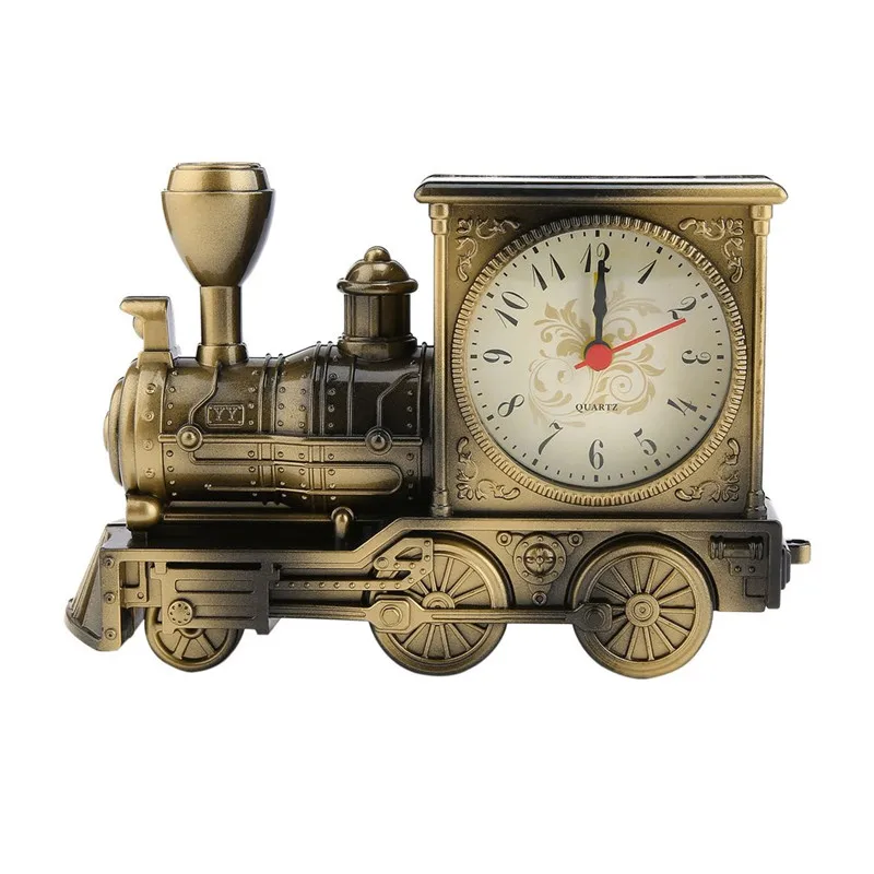 

3 Colors Artistic Train Shaped Quartz Movement Alarm Clock Vintage Unique Clock Household Shelf Quartz Movement Decoration Gifts