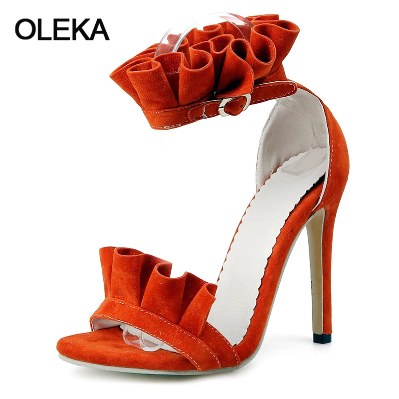 Oleka 2018 Новые женские босоножки сладкий пляжная обувь 10 см тонкий высокий каблук
