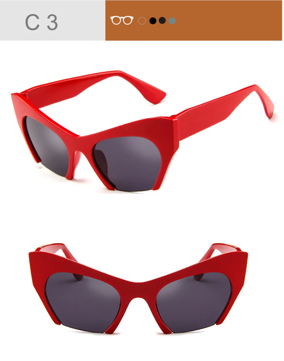 RHAMAI Fashion Brand Designer Cat Eye Sunglasses Women Half Rim Sun Glasses Half Frame Women Shades UV400 Outdoor Eyewear (5)