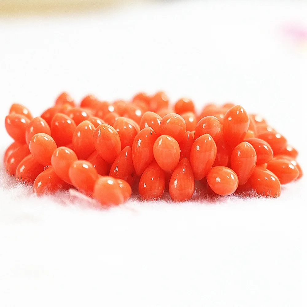 Beautiful natural reddish orange coral 5*10mm newly horizontal hole waterdrop teardrop loose beads diy jewelry 15inch B659