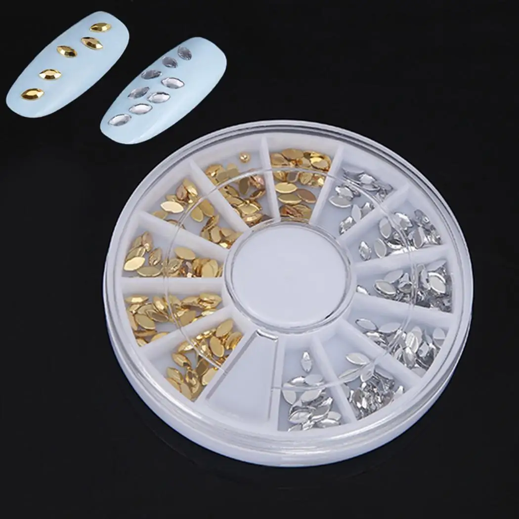 

Resin Flat Back Glitter Nail Rhinestones Home, Party, Club, etc. 3D Nail Art Decorations Manicure Wheels Box