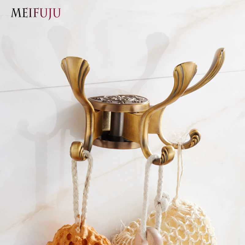 

New Design Rotation three hooks gold wall clothes rack cloth hook wall hook Robe Hook for Kitchen Bathroom Accessory Hanger