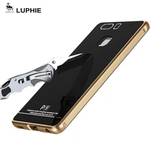 For Huawei P9 Case LUPHIE Brand Tempered Glass back Cover + Luxury Aluminum Frame case For Huawei P9 Metal Case cover